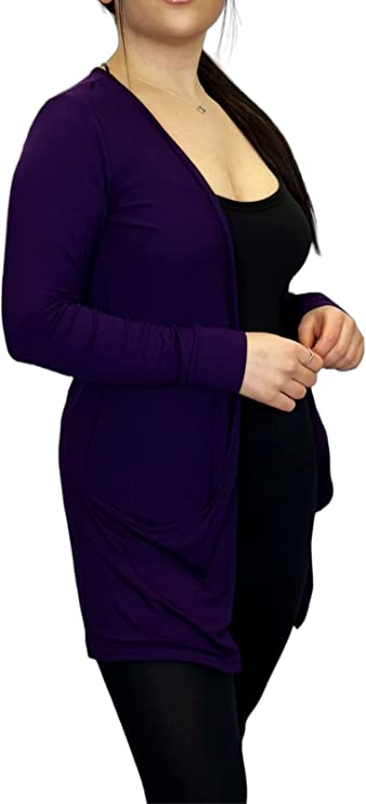 Ladies Long Sleeve Pocket Cardigan Womens Top Sizes 8-14
