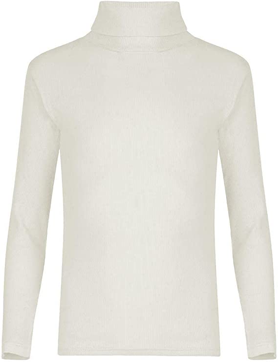 Kids Unisex Girls Boys Rib Polo Neck Top Turtle Neck Long Sleeve Rib Tops Size 5-13 Years