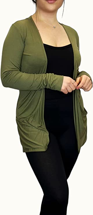 Ladies Long Sleeve Pocket Cardigan Womens Top Sizes 8-14