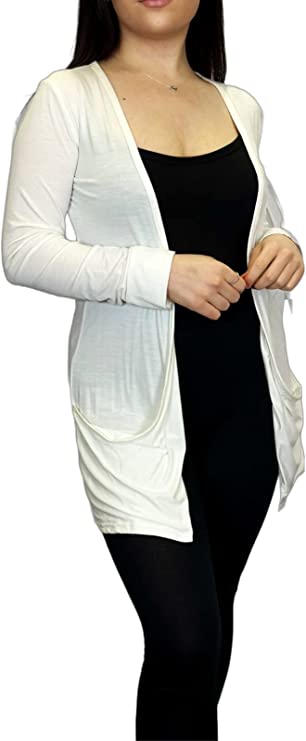 Ladies Long Sleeve Pocket Cardigan Womens Top Sizes 8-14