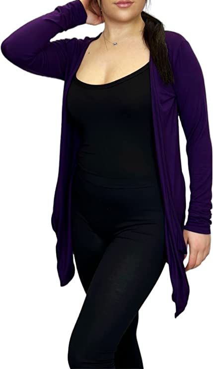 Ladies Long Sleeve Pocket Cardigan Womens Top Sizes 8-14