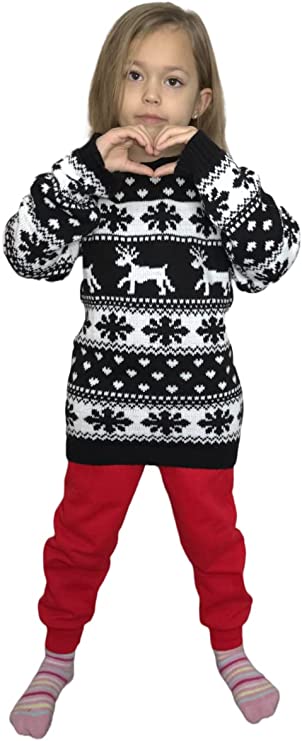 Children's Kids Girls Boys Snowflake Christmas Jumper
