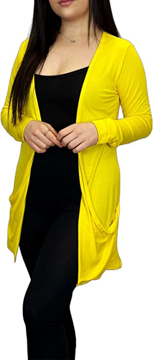 Ladies Long Sleeve Pocket Cardigan Womens Top Sizes 16-26