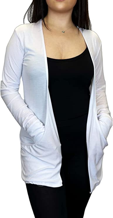 Ladies Long Sleeve Pocket Cardigan Womens Top Sizes 16-26
