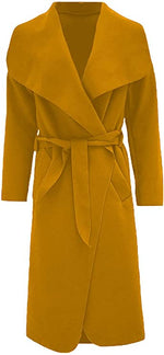Load image into Gallery viewer, Womens Ladies Italian Waterfall Drape Belted Coat Long Sleeve Collared Pockets Celeb Oversized Duster Cardigan Trech Coats Plus Size UK 8-22