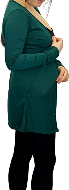 Ladies Long Sleeve Pocket Cardigan Womens Top Sizes 16-26