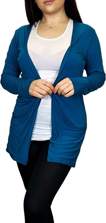 Ladies Long Sleeve Pocket Cardigan Womens Top Sizes 8-14