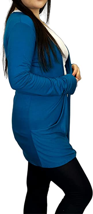 Ladies Long Sleeve Pocket Cardigan Womens Top Sizes 8-14