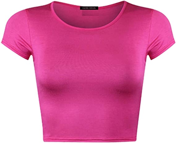 Women Cap Short Sleeve Crop Top Round Neck Plain/Printed T-Shirt Stretchy Summer Cropped Vest Tops Size 8-14