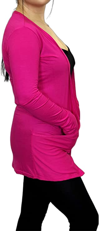 Ladies Long Sleeve Pocket Cardigan Womens Top Sizes 8-14
