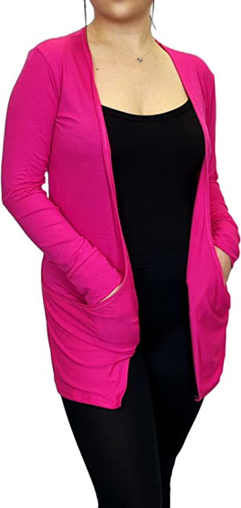 Ladies Long Sleeve Pocket Cardigan Womens Top Sizes 8-14
