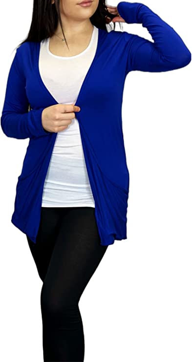 Ladies Long Sleeve Pocket Cardigan Womens Top Sizes 8-14