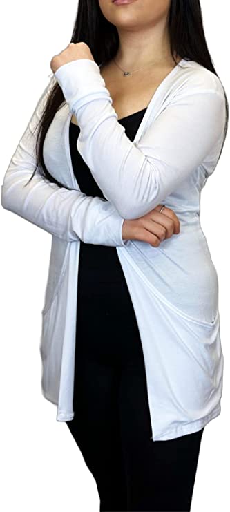 Ladies Long Sleeve Pocket Cardigan Womens Top Sizes 8-14