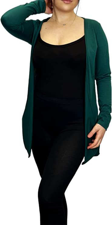 Ladies Long Sleeve Pocket Cardigan Womens Top Sizes 8-14