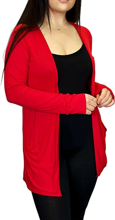Ladies Long Sleeve Pocket Cardigan Womens Top Sizes 8-14