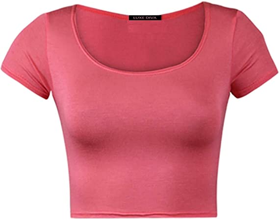 Women Cap Short Sleeve Crop Top Round Neck Plain/Printed T-Shirt Stretchy Summer Cropped Vest Tops Size 8-14