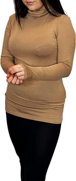 Load image into Gallery viewer, Ladies Polo Roll Neck Long Sleeve Turtle Neck Plain Jumpers for Women Top Womens Ladies New Plain Turtle Polo Roll Neck Long Sleeve Stretch Jumper T-Shirt Tee Top 8-14