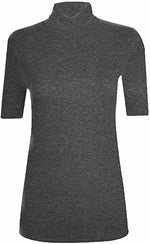 Load image into Gallery viewer, Womens Ladies Turtle Polo Neck Jumper Short Sleeve Top High Neck T Shirt Top Plus 16-26