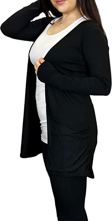 Ladies Long Sleeve Pocket Cardigan Womens Top Sizes 16-26