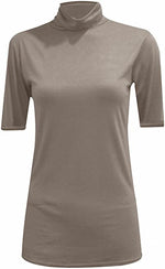 Load image into Gallery viewer, Womens Ladies Turtle Polo Neck Jumper Short Sleeve Top High Neck T Shirt Top Plus 8-14