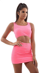 Load image into Gallery viewer, Womens Ladies New Ribbed Sleeveless Crop Top Bodycon Mini Skirt Summer 2 Pcs Co-Ord Suit