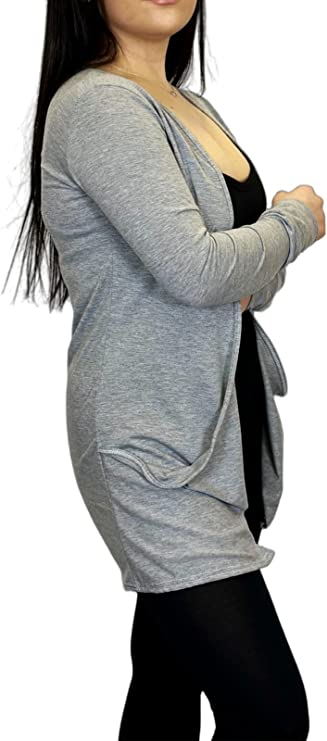 Ladies Long Sleeve Pocket Cardigan Womens Top Sizes 8-14