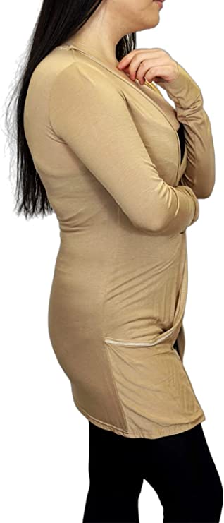 Ladies Long Sleeve Pocket Cardigan Womens Top Sizes 8-14