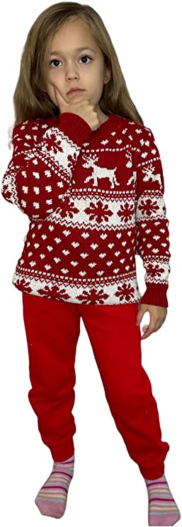 Children's Kids Girls Boys Snowflake Christmas Jumper