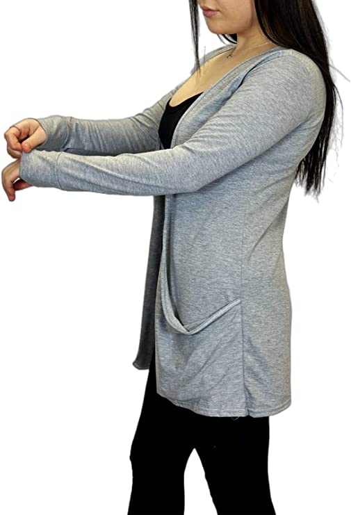 Ladies Long Sleeve Pocket Cardigan Womens Top Sizes 8-14