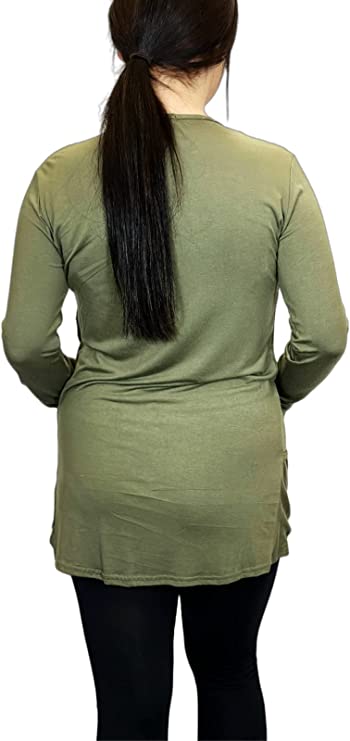 Ladies Long Sleeve Pocket Cardigan Womens Top Sizes 8-14