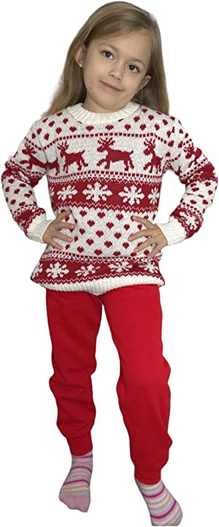 Children's Kids Girls Boys Snowflake Christmas Jumper