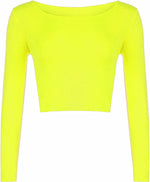 Load image into Gallery viewer, Womens Crop Long Sleeve T Shirt Ladies Short Plain Basic Round Neck Shirts Top 8-14