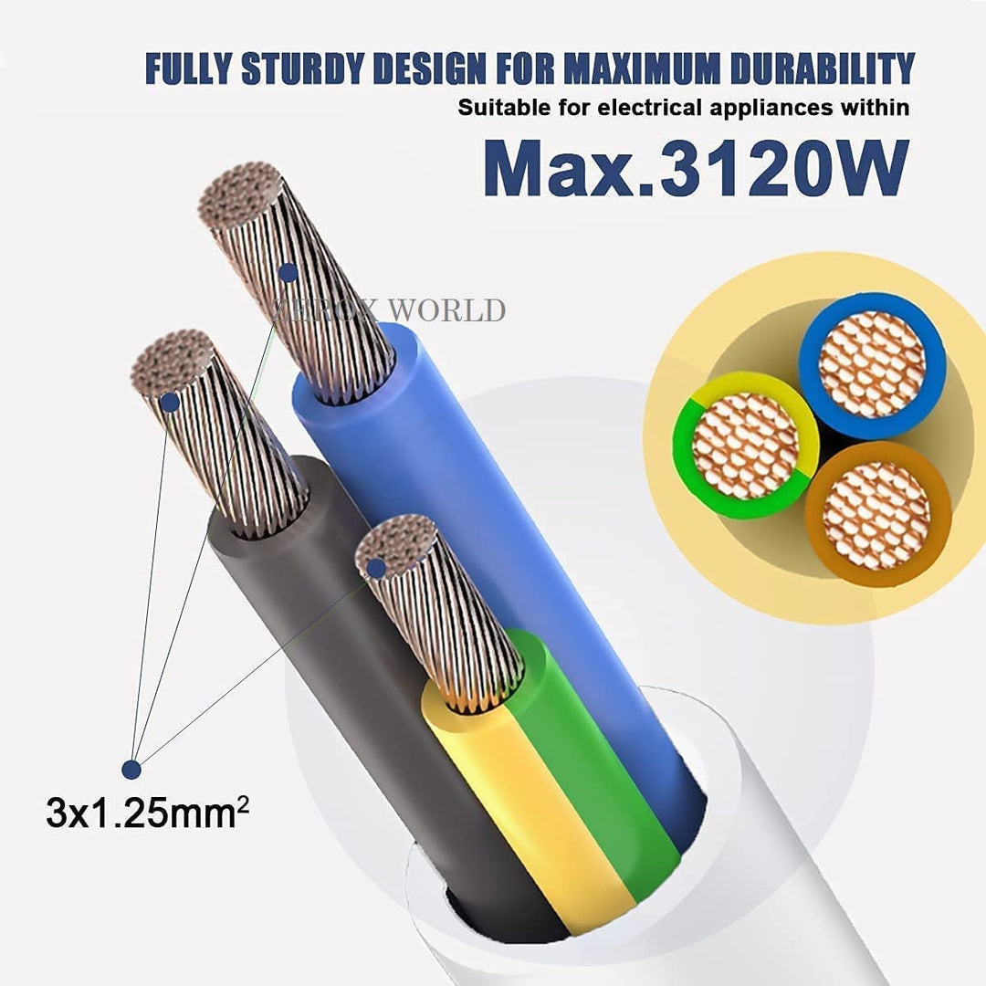 1 Way 3 Metre Gang Single Socket Mains Power Extension Lead 13A UK 3Pin Plug (3M, White)