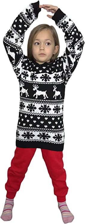 Children's Kids Girls Boys Snowflake Christmas Jumper