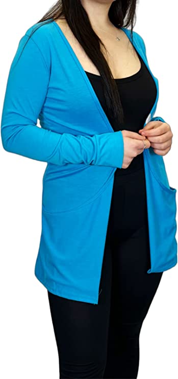 Ladies Long Sleeve Pocket Cardigan Womens Top Sizes 8-14