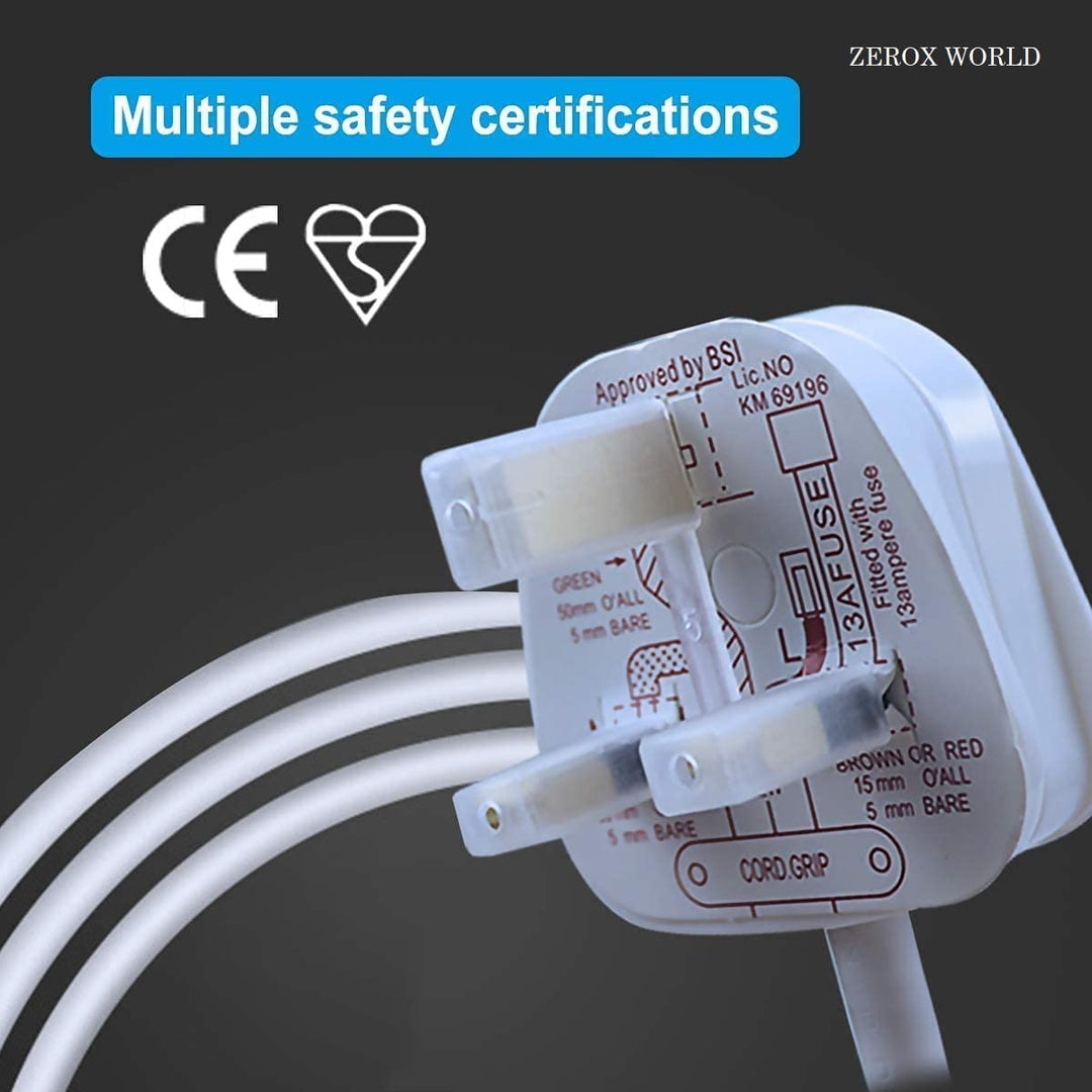 2 Way Gang Mains Power Extension Lead 13A UK 3Pin Plug (2 Way 2 Metre, White)