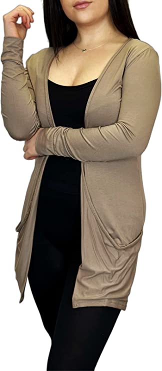 Ladies Long Sleeve Pocket Cardigan Womens Top Sizes 8-14
