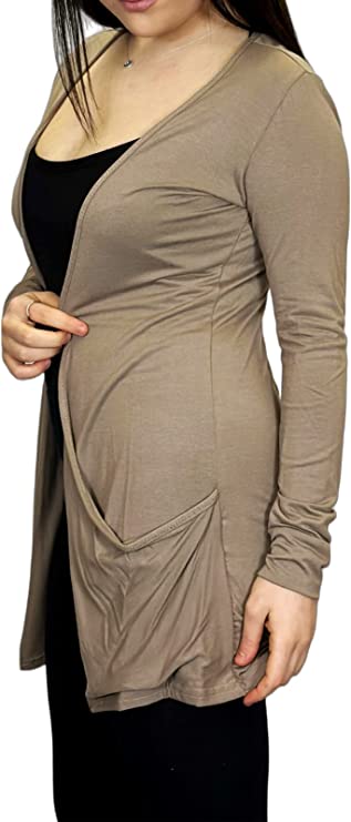 Ladies Long Sleeve Pocket Cardigan Womens Top Sizes 16-26
