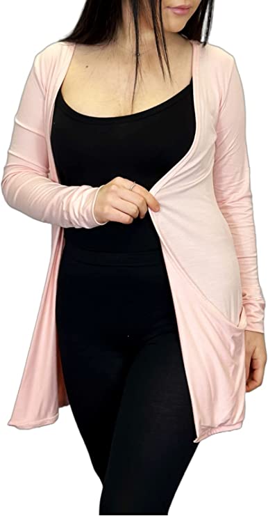 Ladies Long Sleeve Pocket Cardigan Womens Top Sizes 8-14