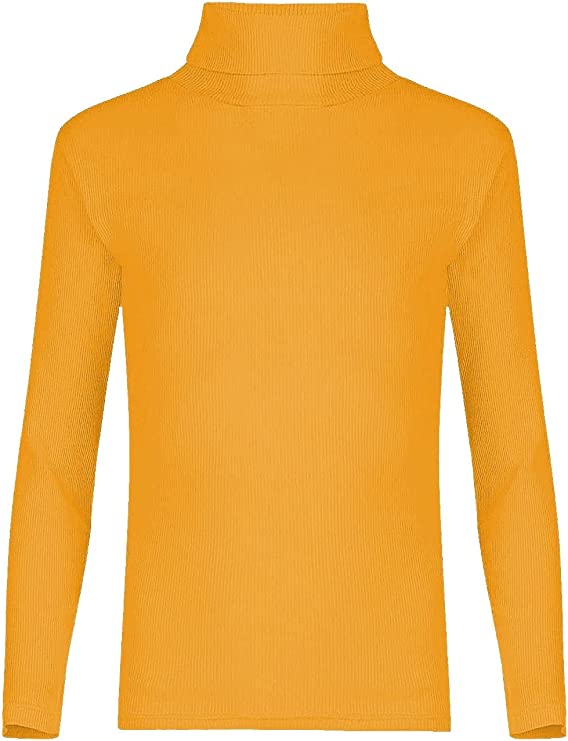 Kids Unisex Girls Boys Rib Polo Neck Top Turtle Neck Long Sleeve Rib Tops Size 5-13 Years