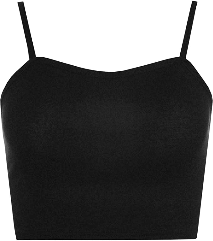 Womens Strappy Sleeveless Ladies Bralet Crop Stretch Vest Top - 8-14