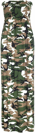 Load image into Gallery viewer, Plus Size Womens Printed Bandeau Strapless Shirred Ladies Long Maxi Dress