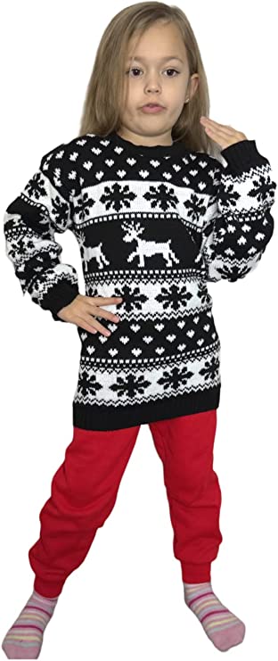 Children's Kids Girls Boys Snowflake Christmas Jumper
