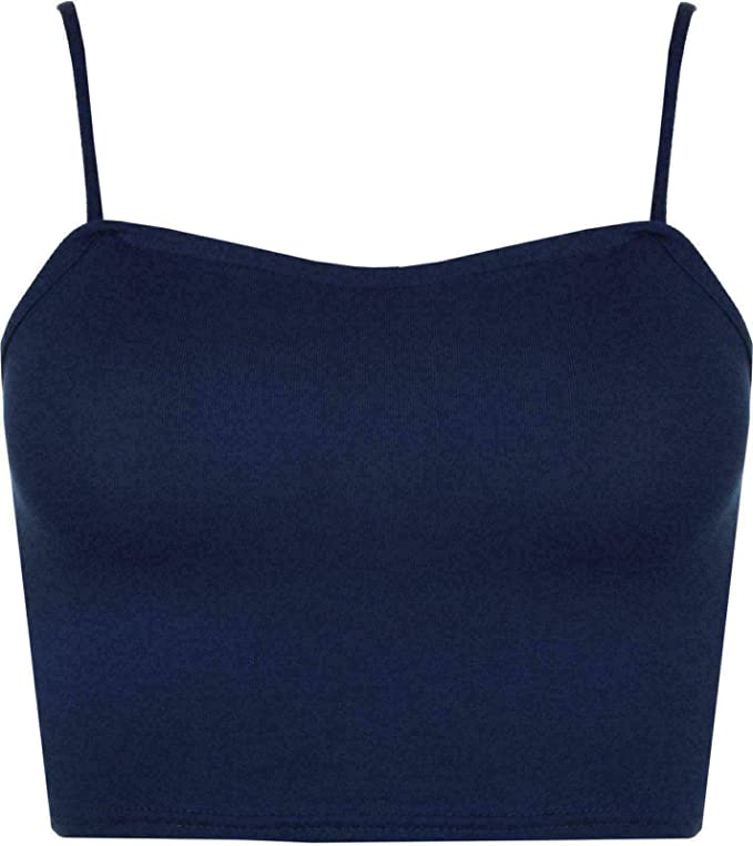Womens Strappy Sleeveless Ladies Bralet Crop Stretch Vest Top - 8-14