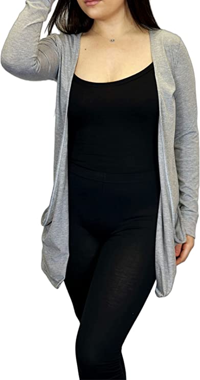 Ladies Long Sleeve Pocket Cardigan Womens Top Sizes 8-14