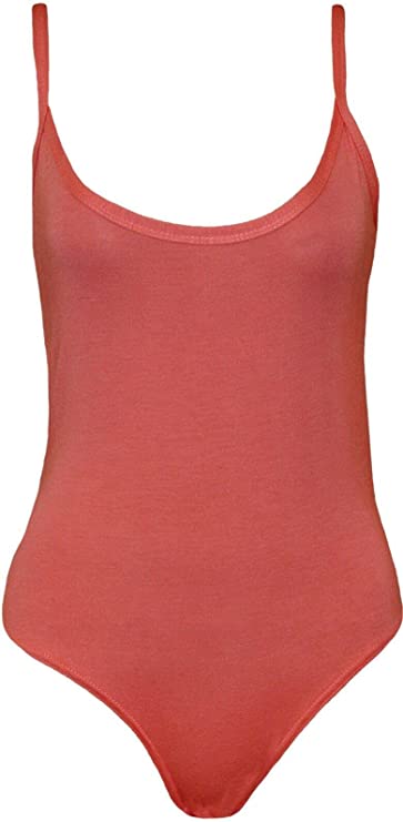 Womens Strappy Sleeveless Ladies Camisole Vest Bodysuit Leotard Top - 8-26