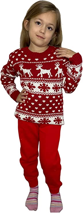 Children's Kids Girls Boys Snowflake Christmas Jumper