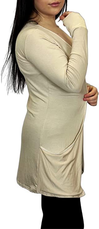 Ladies Long Sleeve Pocket Cardigan Womens Top Sizes 16-26