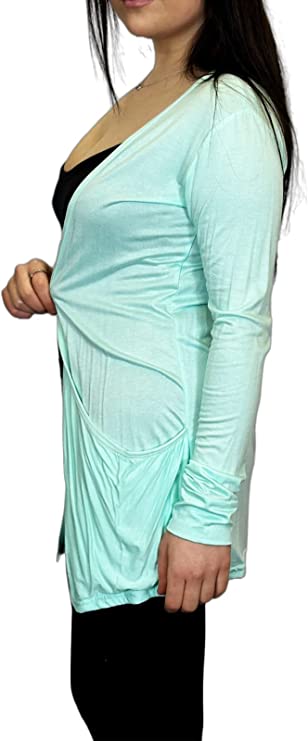 Ladies Long Sleeve Pocket Cardigan Womens Top Sizes 8-14