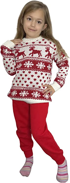 Children's Kids Girls Boys Snowflake Christmas Jumper